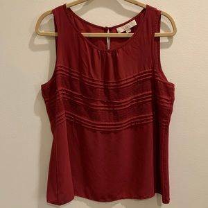 LOFT Lace Front Dark Pink Sleeveless Blouse in L